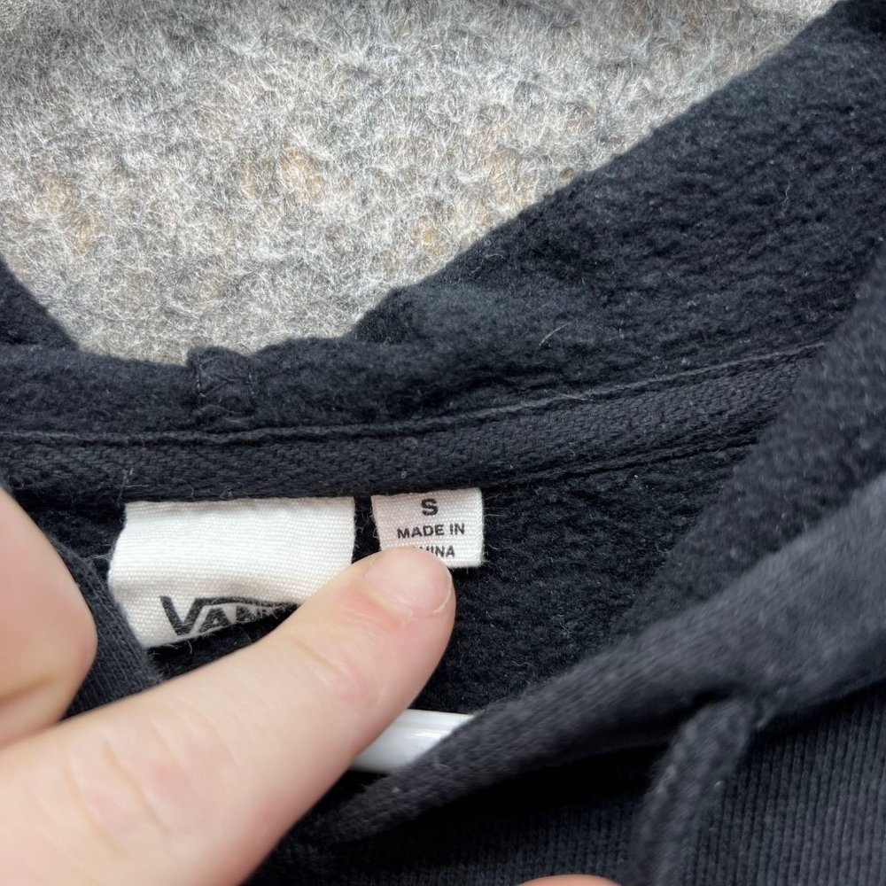 Vans Sweater Women Small Ladies Black White Hoodie Pullover Drawstring Cropped - Picture 5 of 13